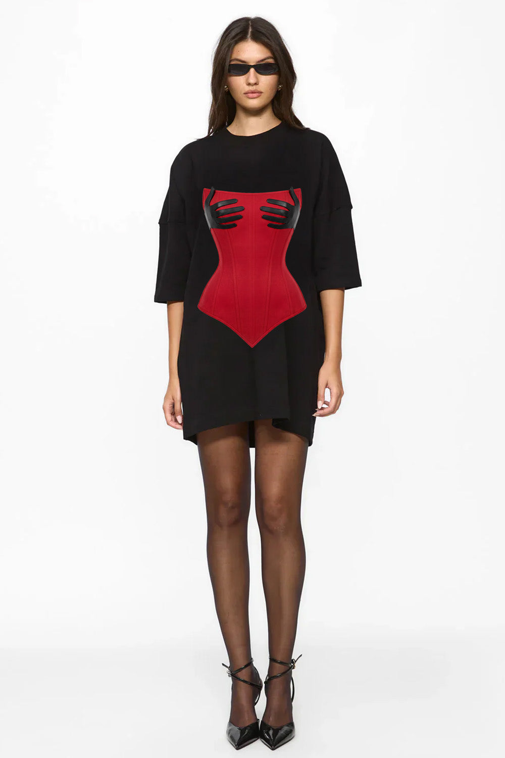 Noir V2 printed Black Dress