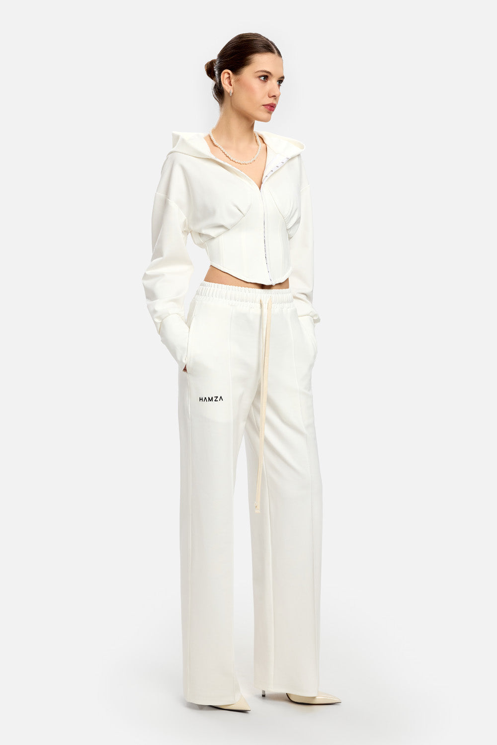 Hanorac Karol cu corset| Femei | Alb | Stil Modern & Elegant | Confort & Funcționalitate | Atelier Hamza