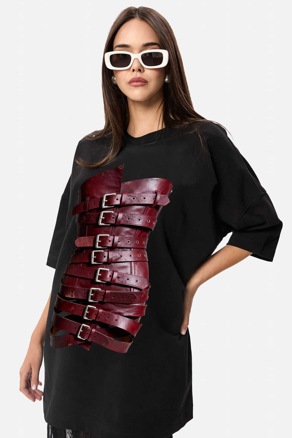 Sukienka T-shirt Bandana z nadrukiem gorsetu