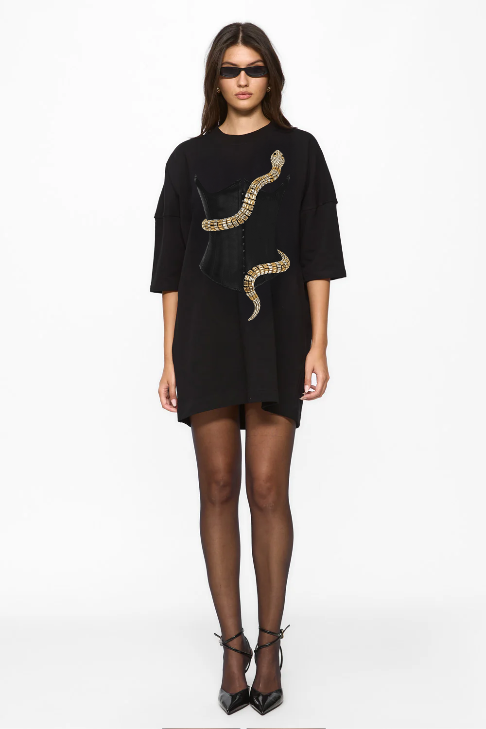 Eva Printed Black Dress