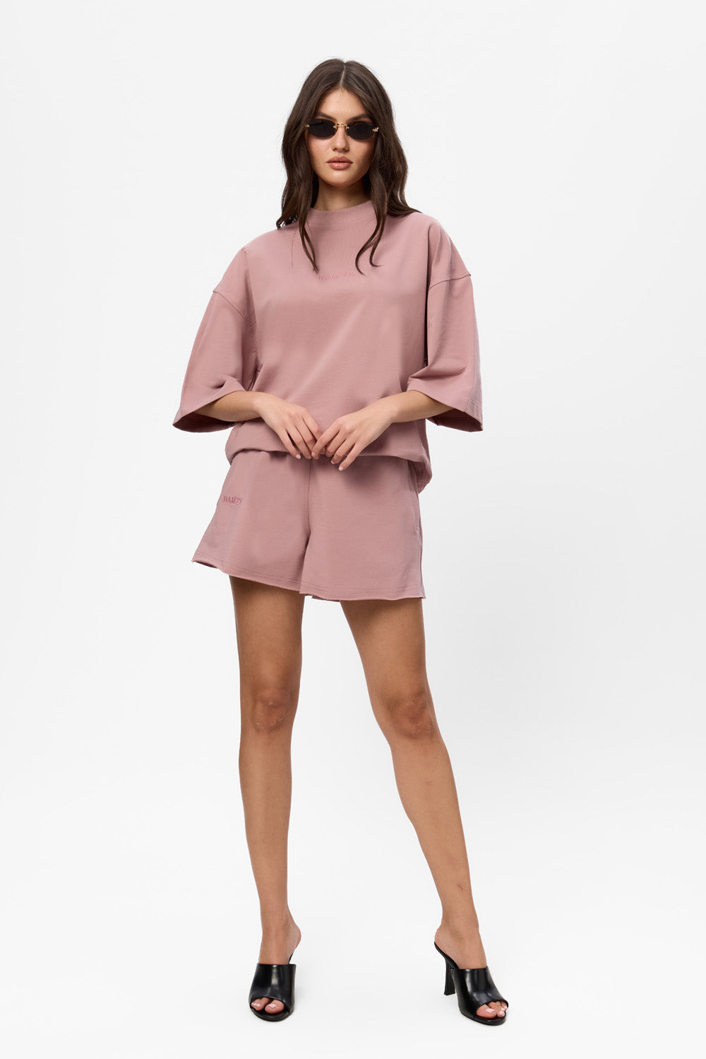 Powder Pink oversized cotton shorts