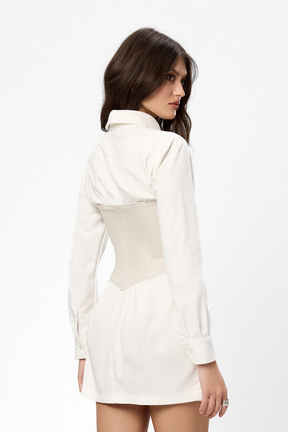 Maris Off-White Dress with leather corset
