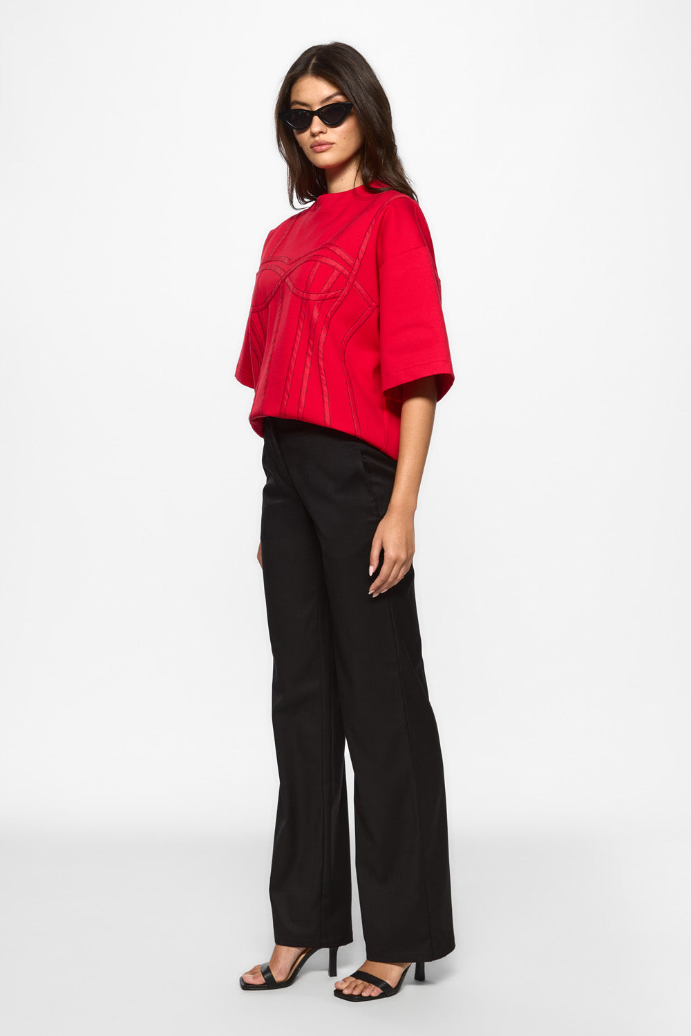 Karo Red Stitched Corset T-shirt