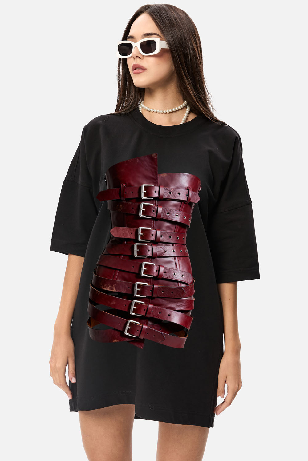 Sukienka T-shirt Bandana z nadrukiem gorsetu