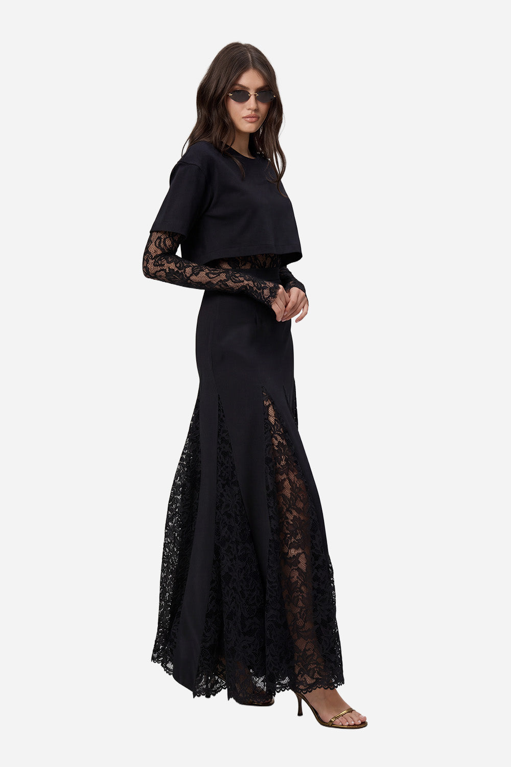 Osaka Black Top with sheer lace Body