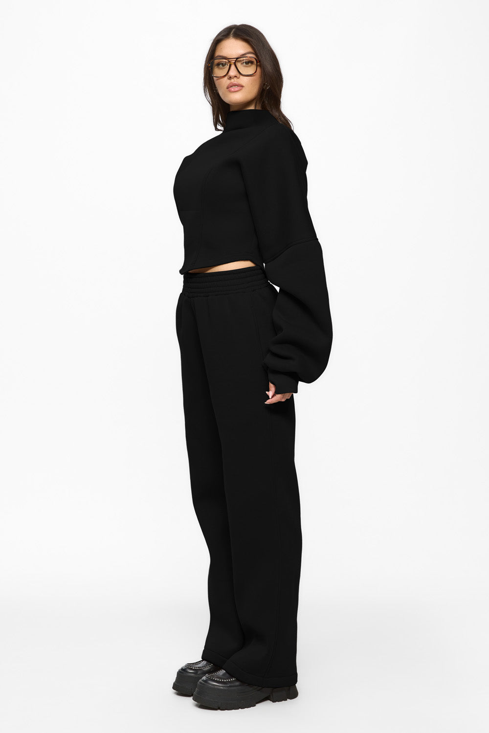 Goddess Black Corset fleece Turtleneck