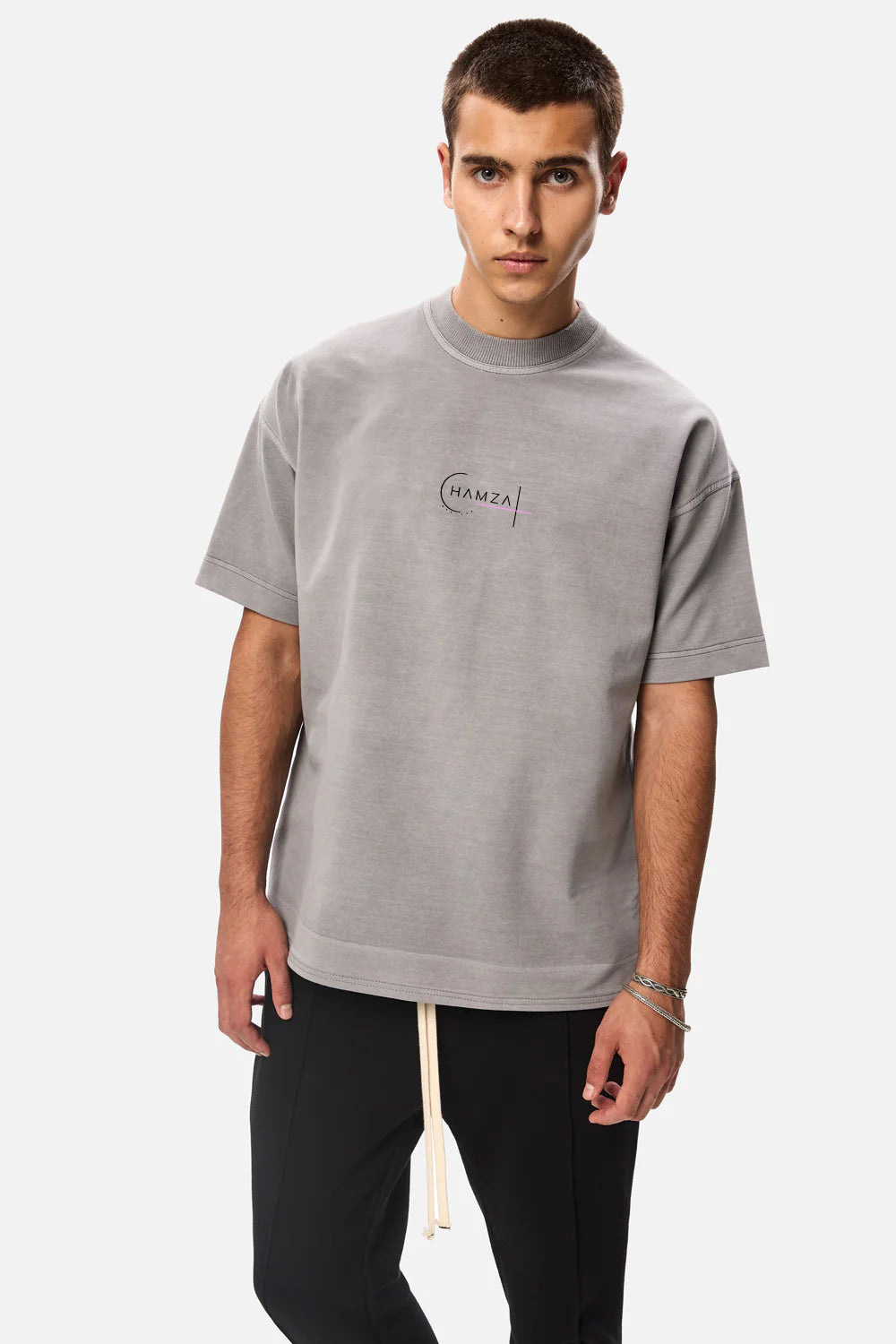 Tricou Cu Print David X vintage de barbati | Confort & Eleganță | Gri| Atelier Hamza