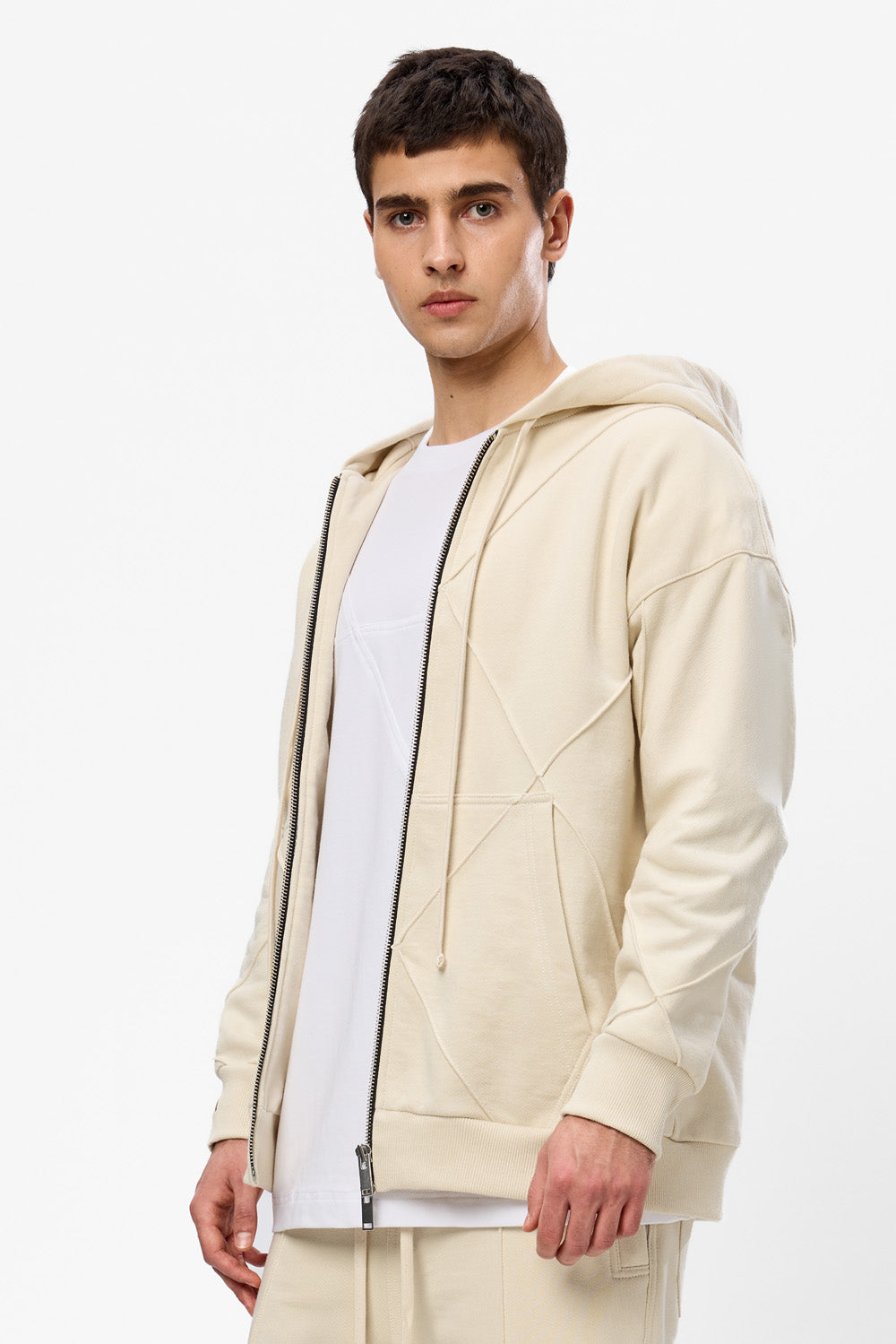 Czarna bluza z kapturem Crudo z niedokończonymi krawędziami