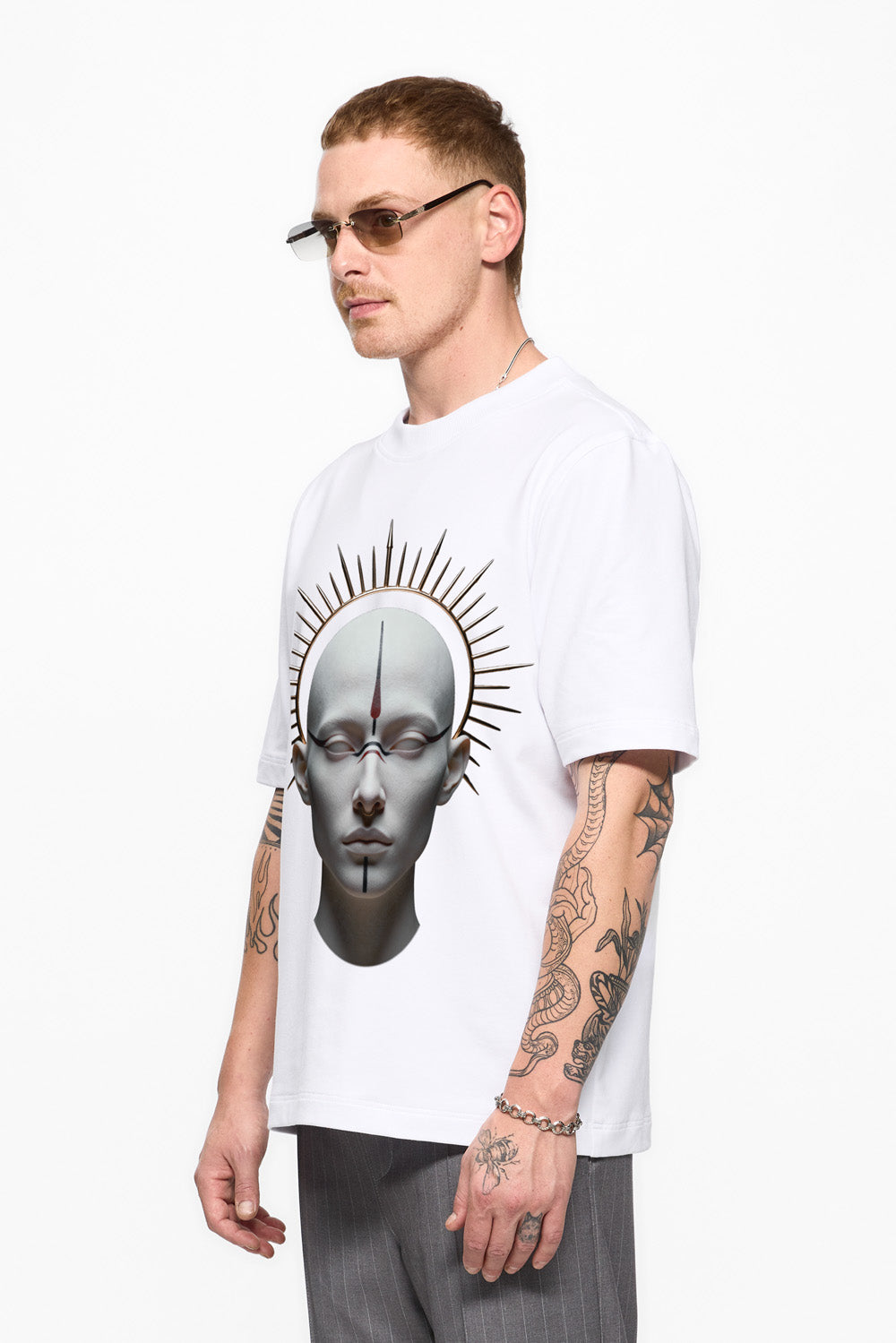 Monarh Printed White T-Shirt