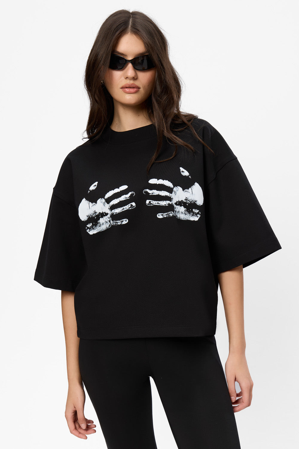 Hands Bra printed Black T-Shirt