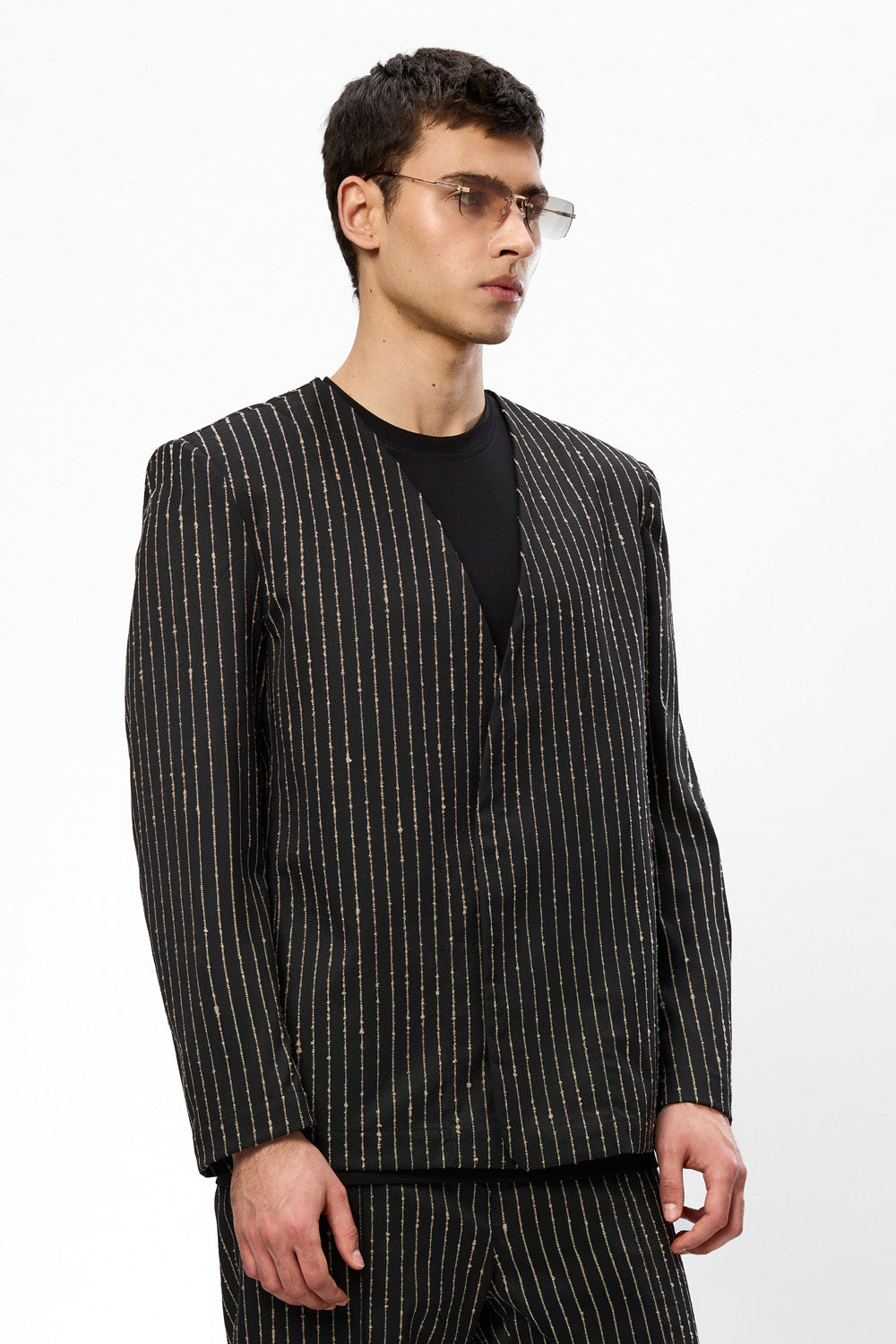 247 Black Striped Blazer