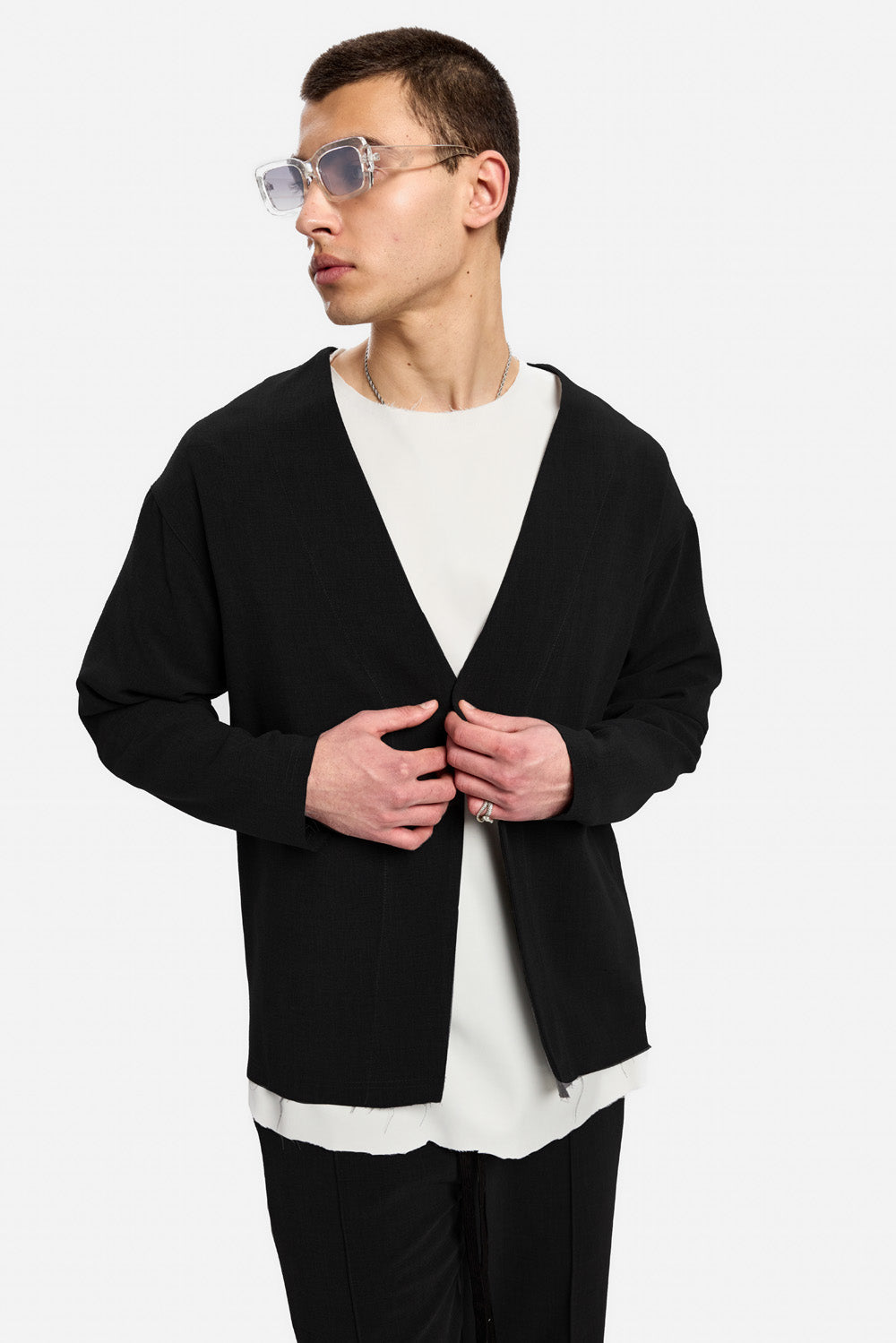 Cardigan 247 | Bărbați | Negru | Stil Modern & Elegant | Confort & Funcționalitate | Atelier Hamza