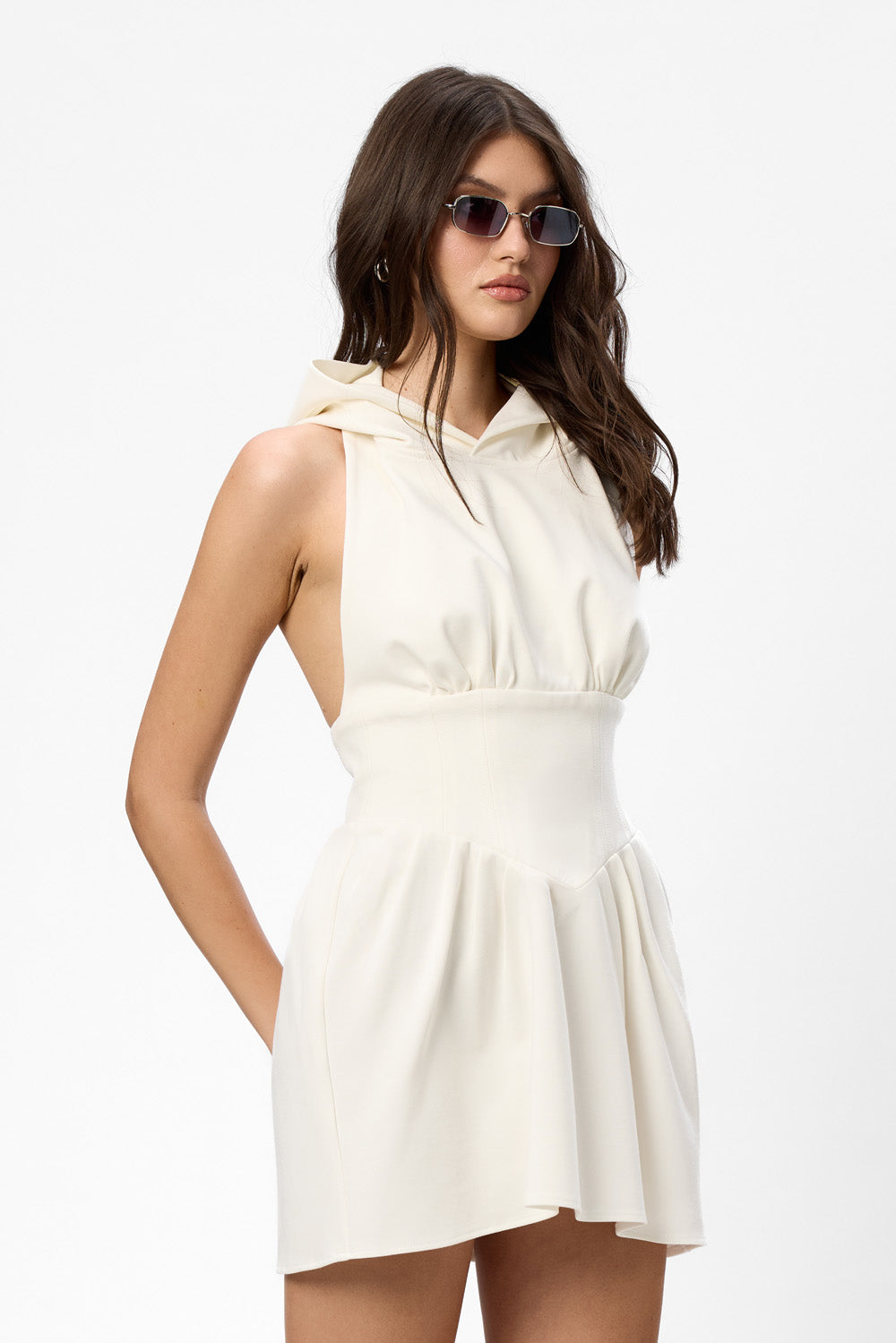 Franci Riana Off-White Hoodie-Dress