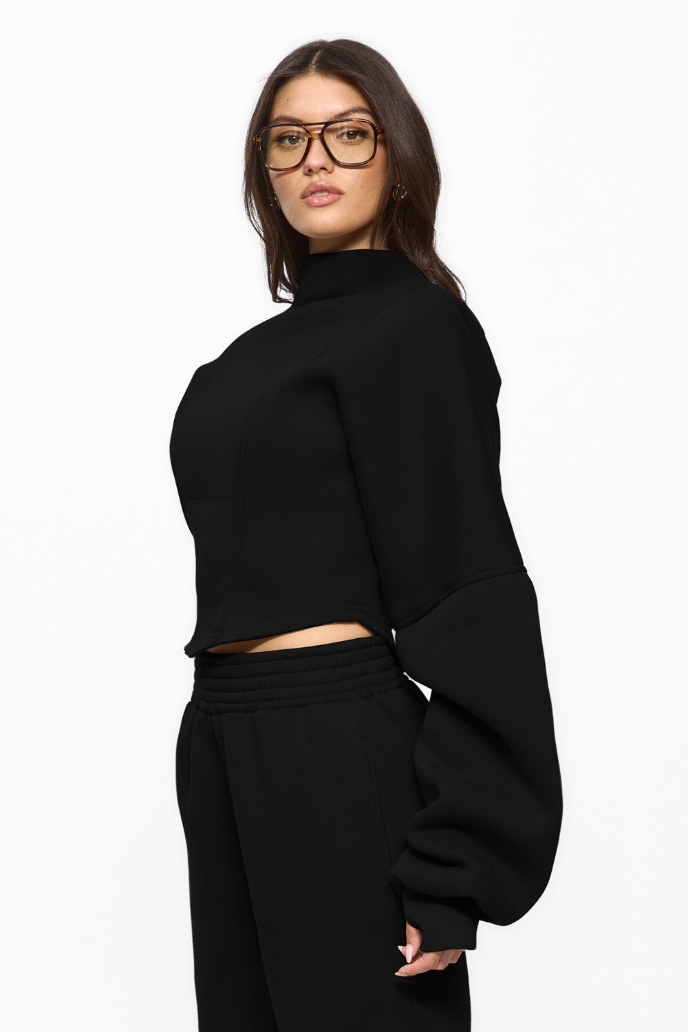 Goddess Black Corset fleece Turtleneck