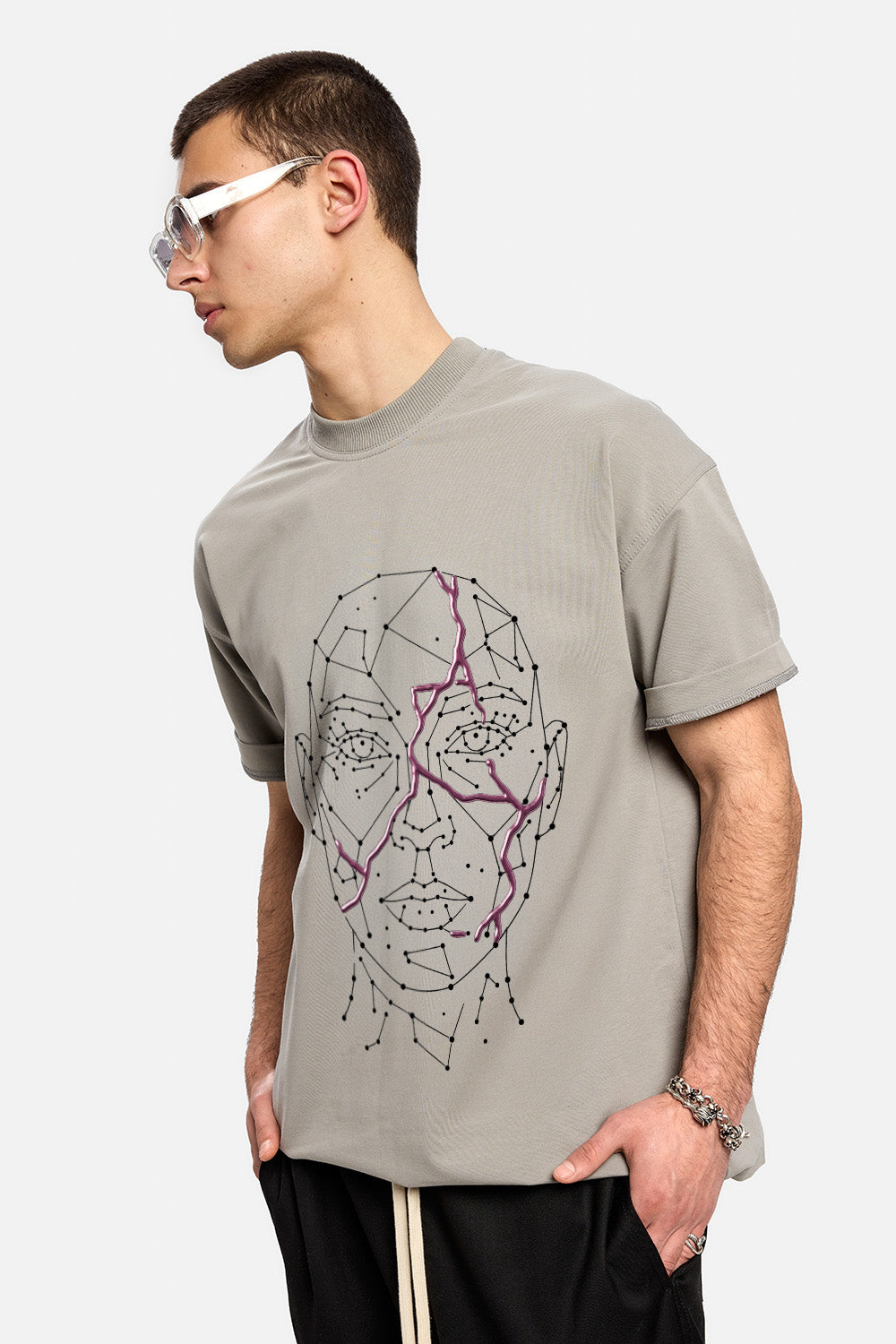Ginza Printed Grey T-Shirt