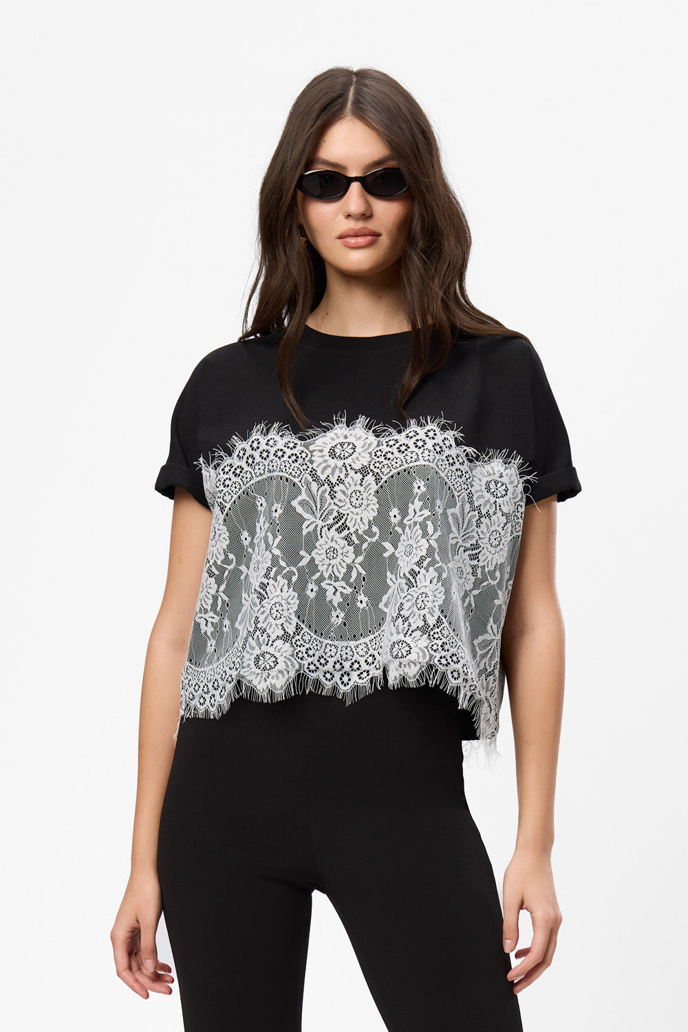 Muse V2 Black T-Shirt with sheer lace