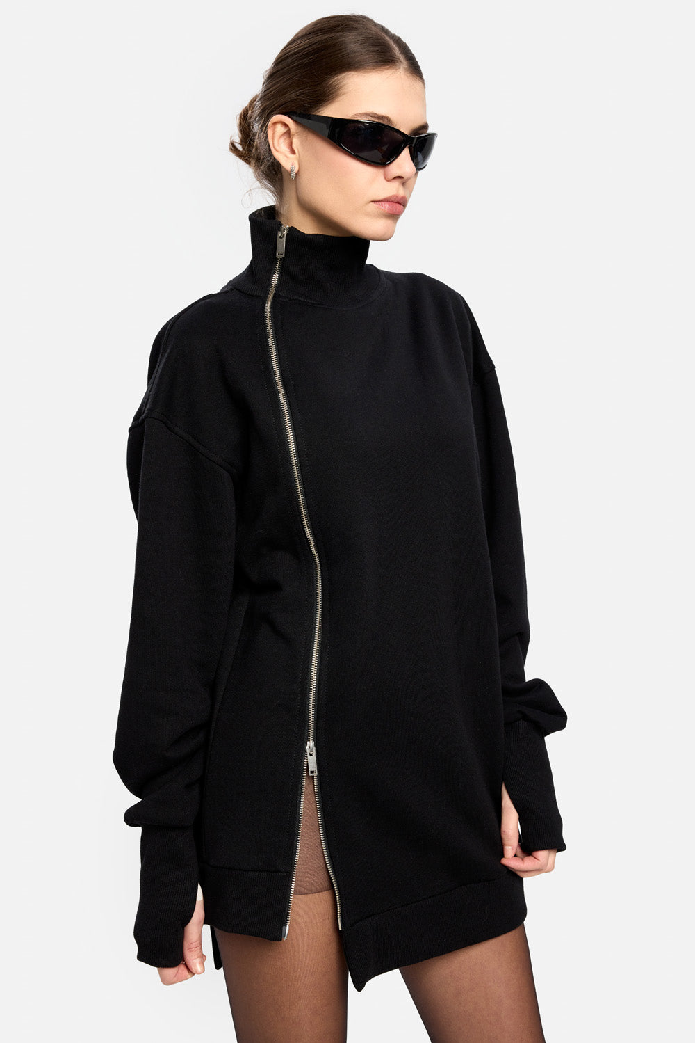Rochie Bipolar cu fermoar dublu| Femei | Negru | Stil Modern & Elegant | Confort & Funcționalitate | Atelier Hamza