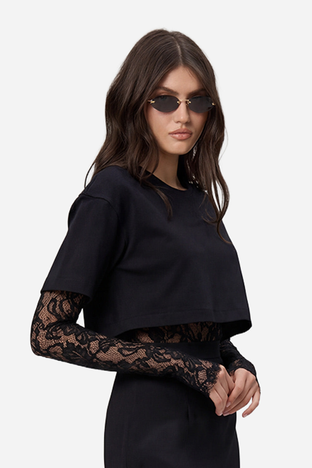 Osaka Black Top with sheer lace Body
