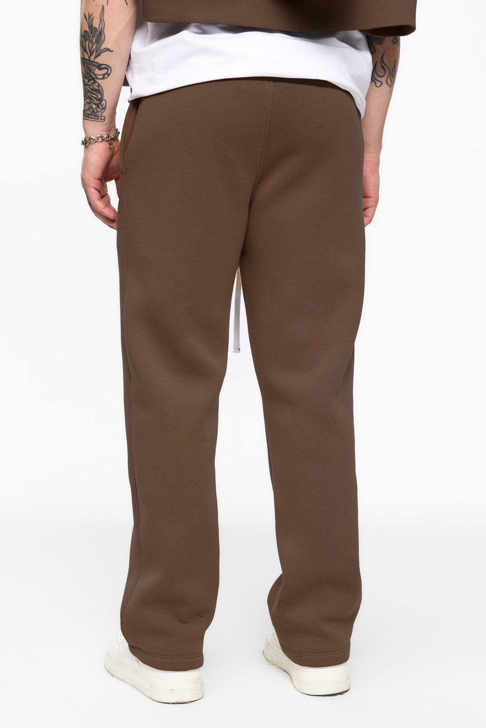 247 fleece Brown sweatpants with decorative stitching