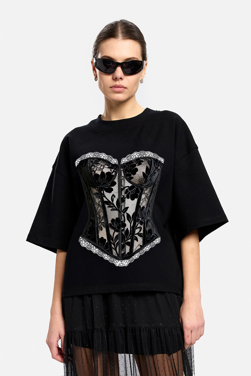 Couture printed Black T-Shirt