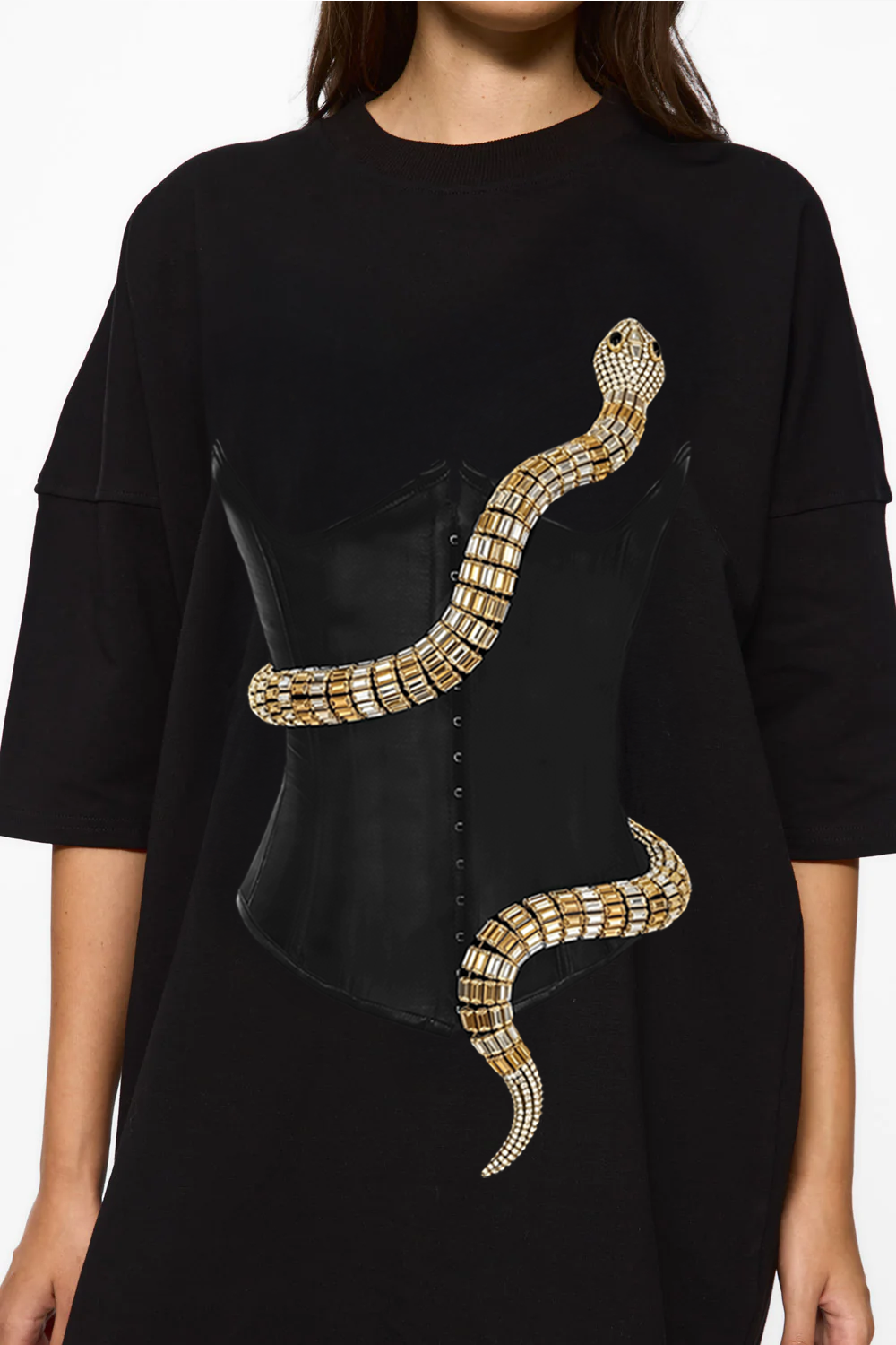 Eva Printed Black Dress