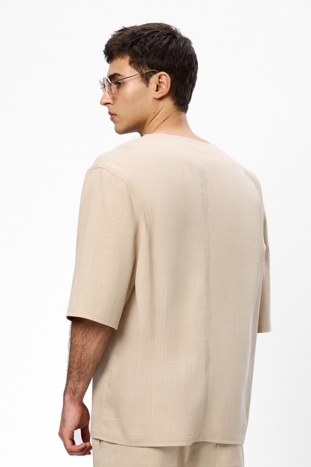 Thom beige melange cloth T-shirt