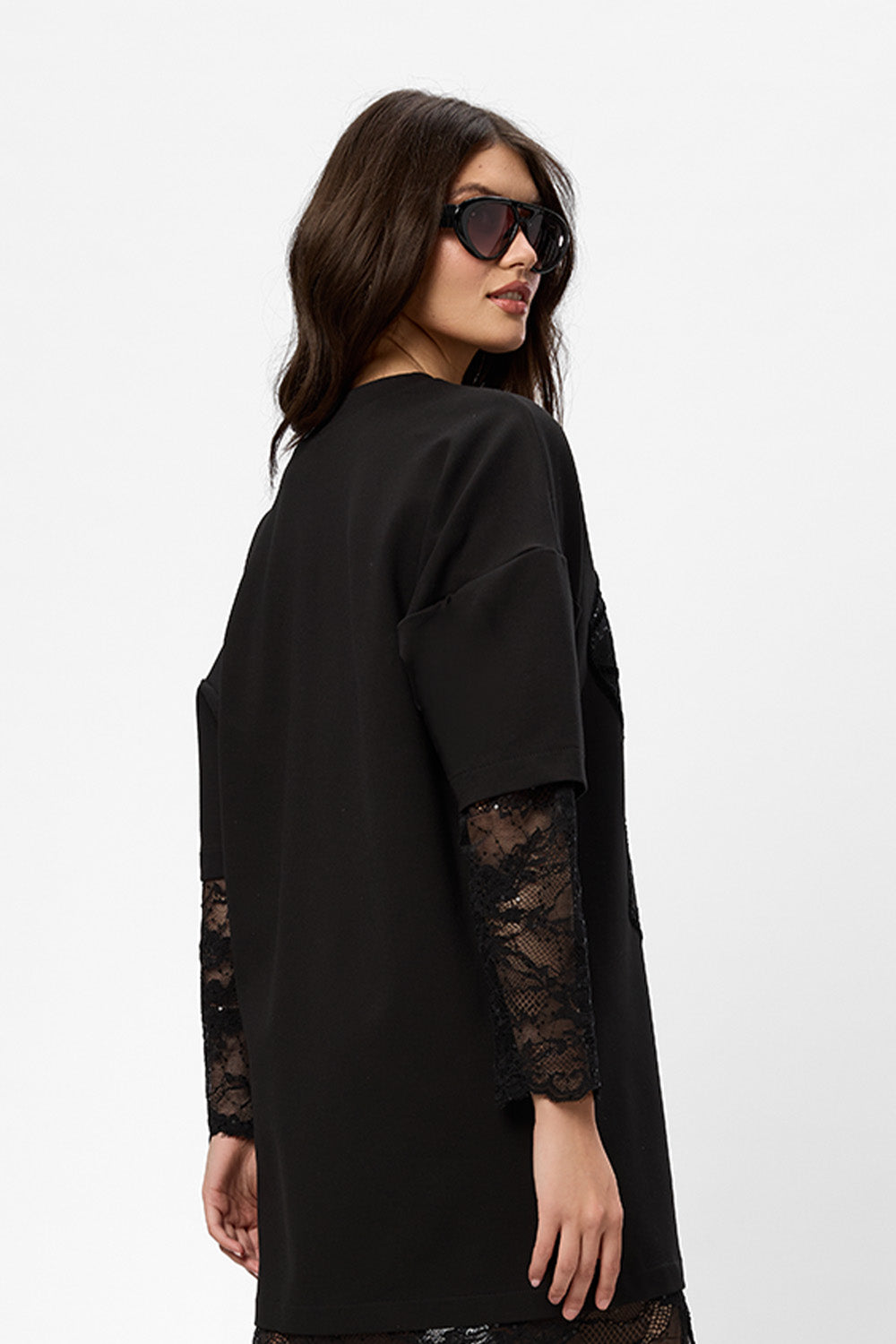 Venice black Dress with lace and rhinestones corset