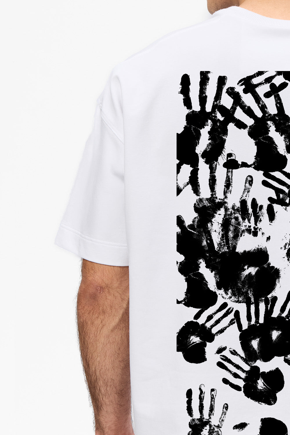 Hands printed white t-shirt