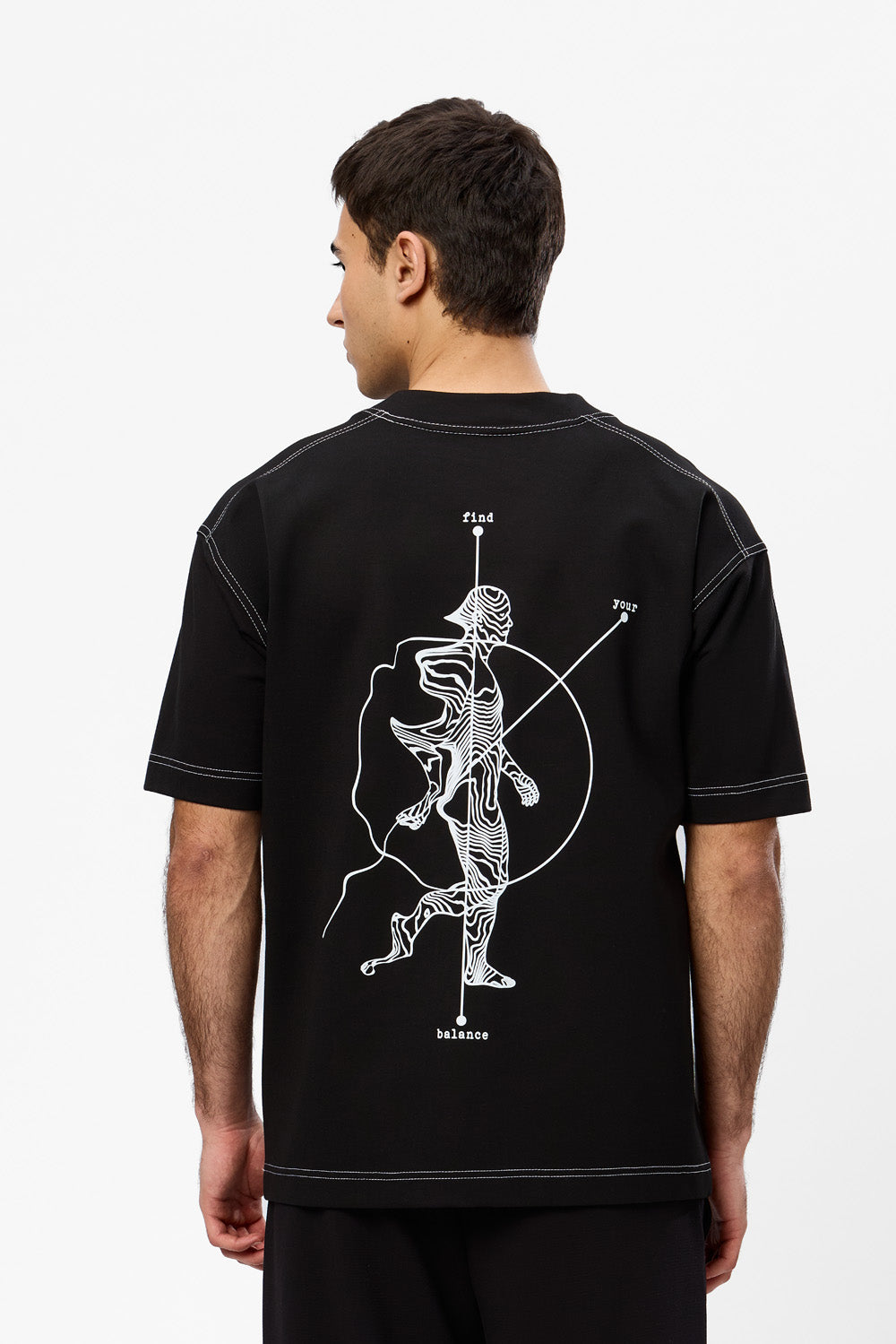 Find Your Balance printed Black T-shirt