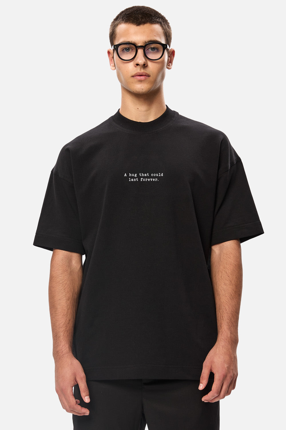 Tricou negru de barbati cu imprimeu Hug | Confort & Eleganță | Negru | Atelier Hamza