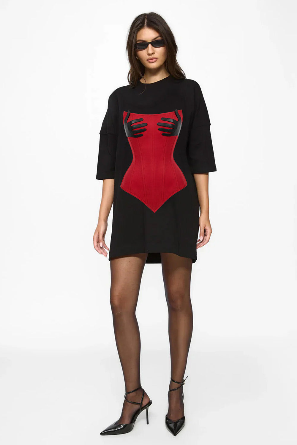 Noir V2 printed Black Dress