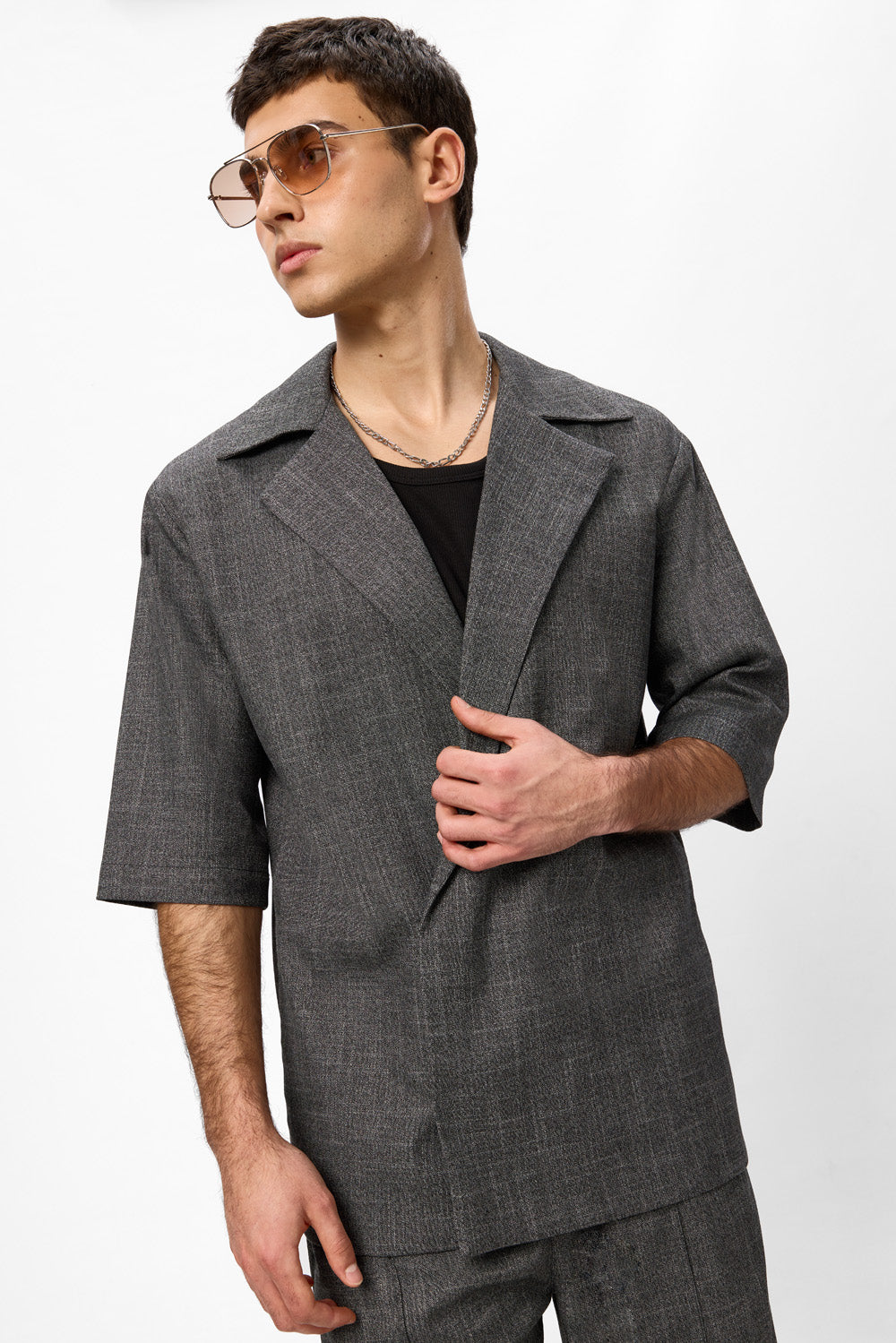 Riviera Black Melange Cloth Jacket
