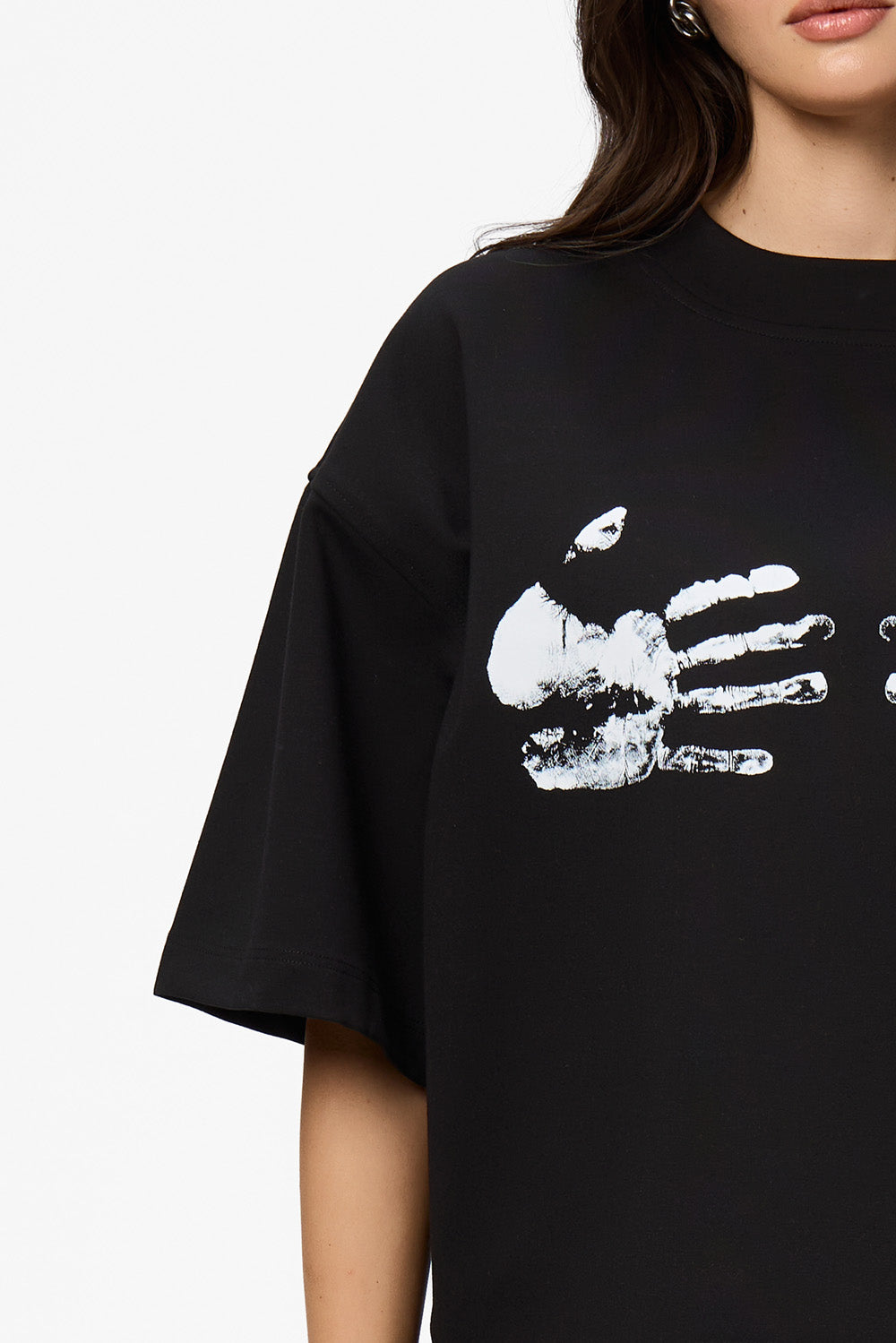 Hands Bra printed Black T-Shirt