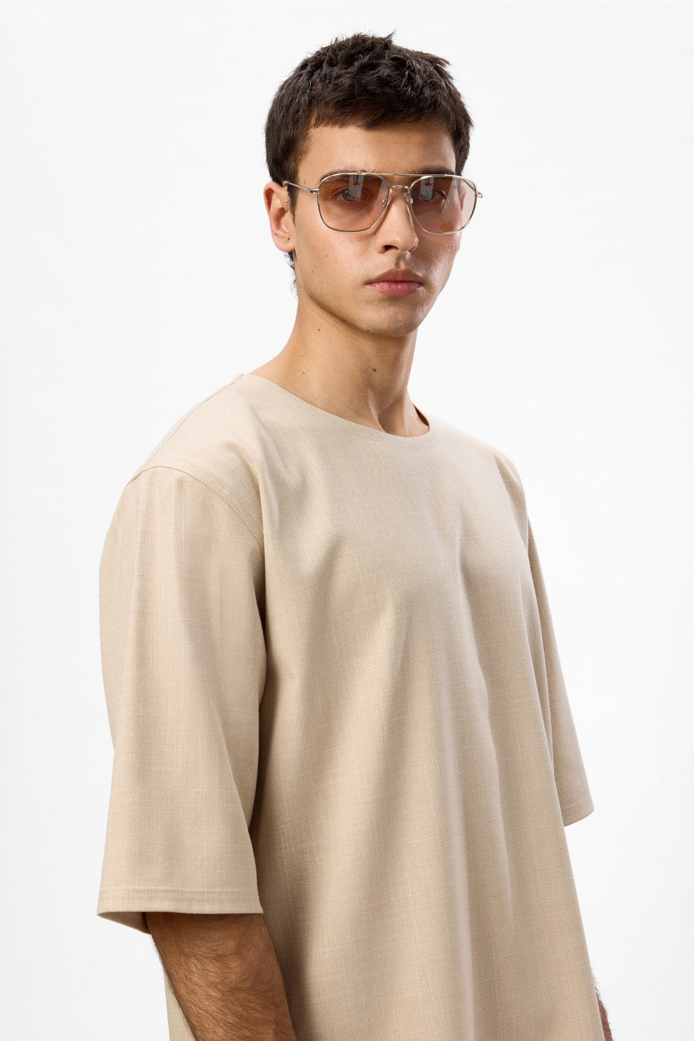 Thom beige melange cloth T-shirt