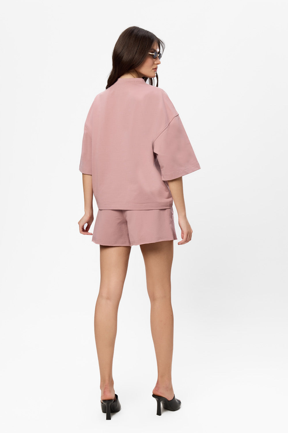 Powder Pink oversized cotton shorts