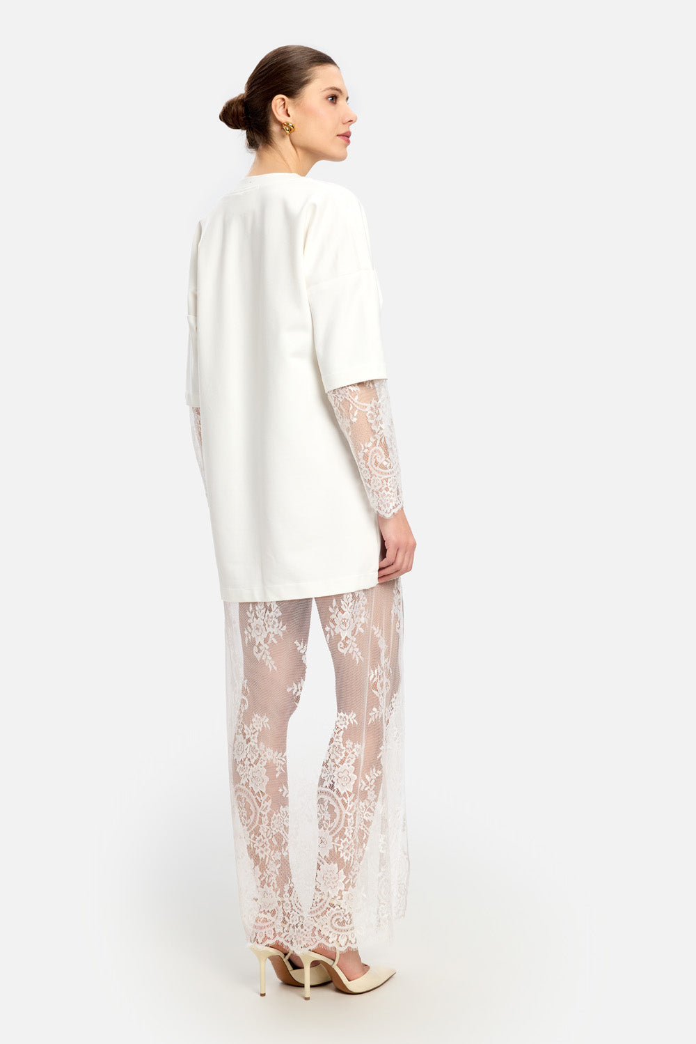Rochie Venice cu fustă și mâneci din dantelă| Femei | Alb | Stil Modern & Elegant | Confort & Funcționalitate | Atelier Hamza