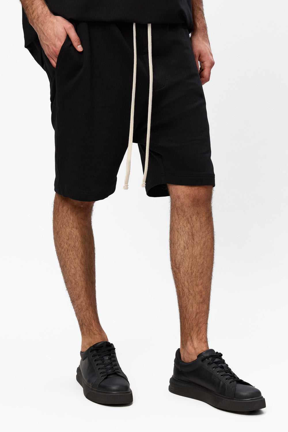 247 Black Cotton Shorts