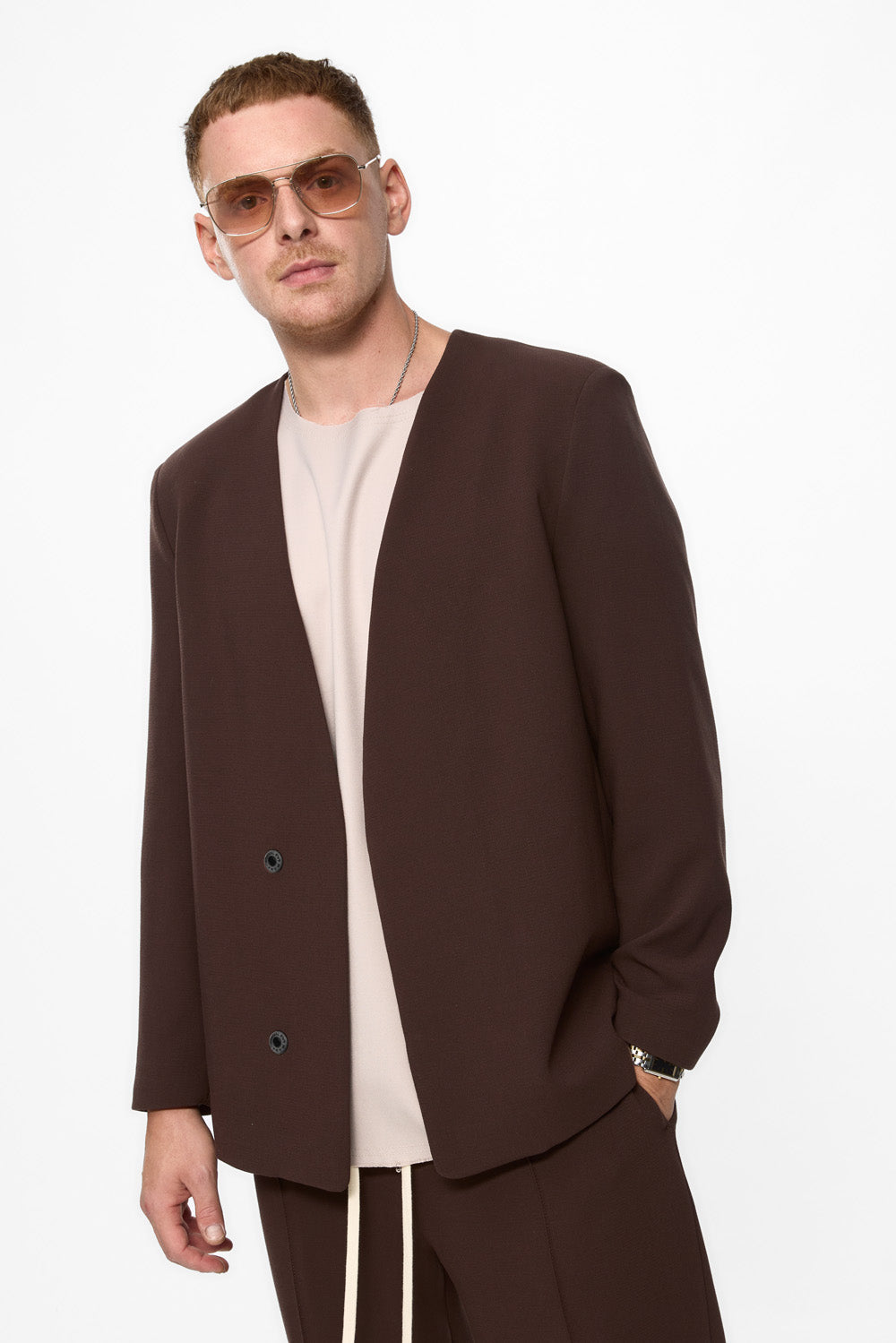 Cardigan 247 V2 | Bărbați | Maro | Stil Modern & Elegant | Confort & Funcționalitate | Atelier Hamza