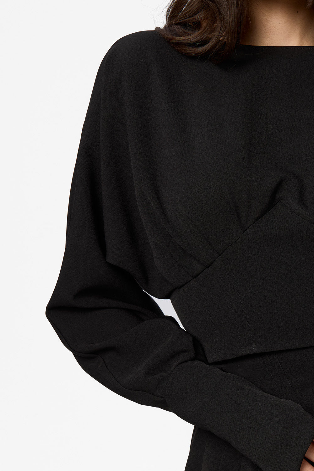 Czarna bluza z kapturem Karol z gorsetem