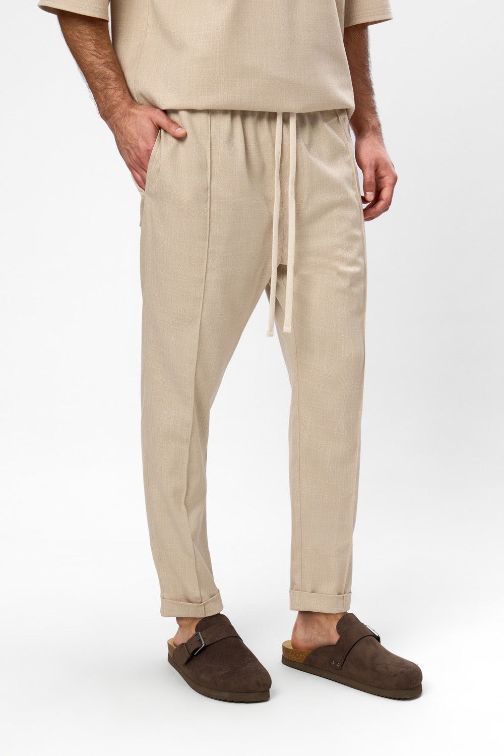 Thom Beige Melange Cloth Pants