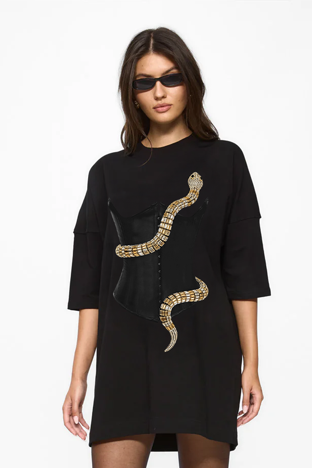 Eva Printed Black Dress