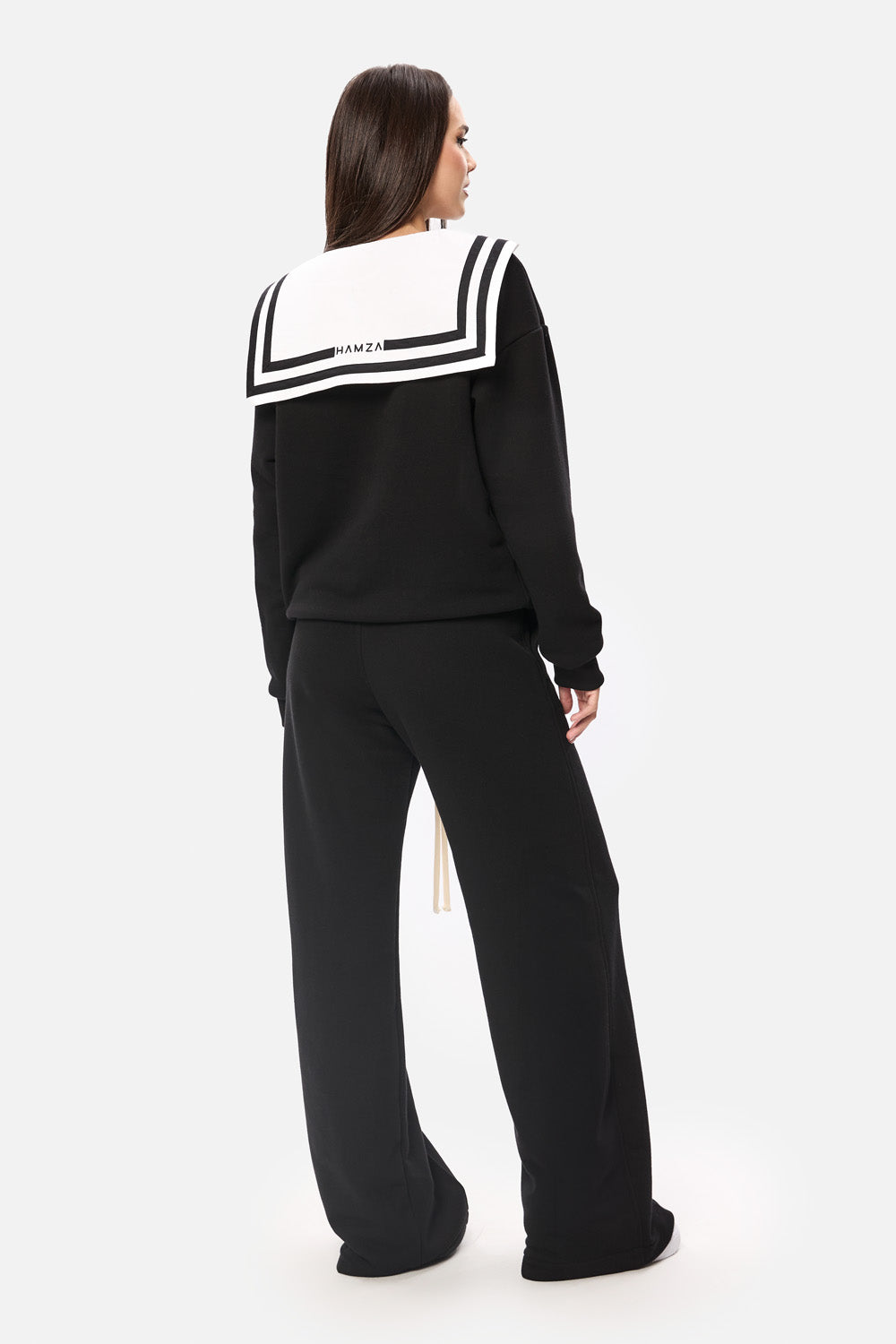 Hanorac Brodat "Marinero" | Femei | Negru Elegant, Moale & Confortabil | Feminitate & Putere | Atelier Hamza