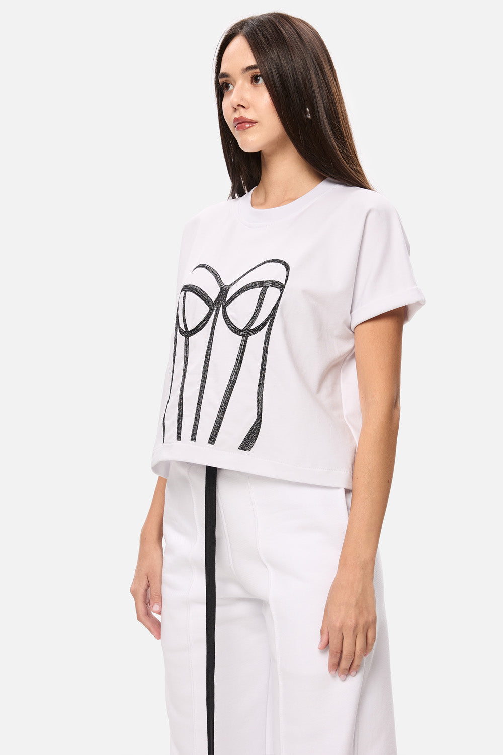 Tricou de femei cu broderie Muse | Confort & Eleganță | Alb | Atelier Hamza