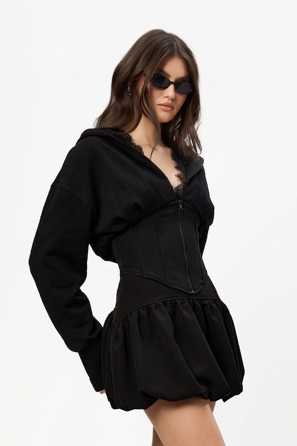 Karol v2 lace black Hoodie with corset