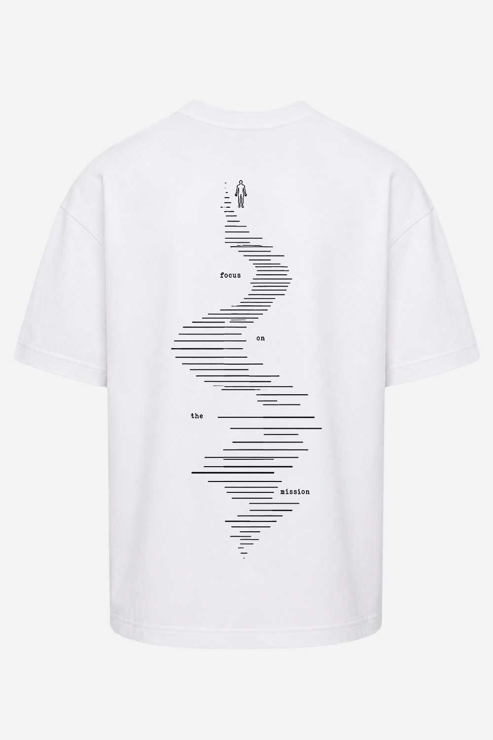 Tricou boxy bărbați alb din bumbac organic cu imprimeu față-spate, vedere din spate pe manechin invizibil