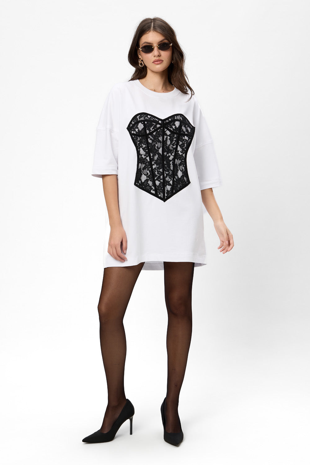 Silhouette Stitched Corset White Dress