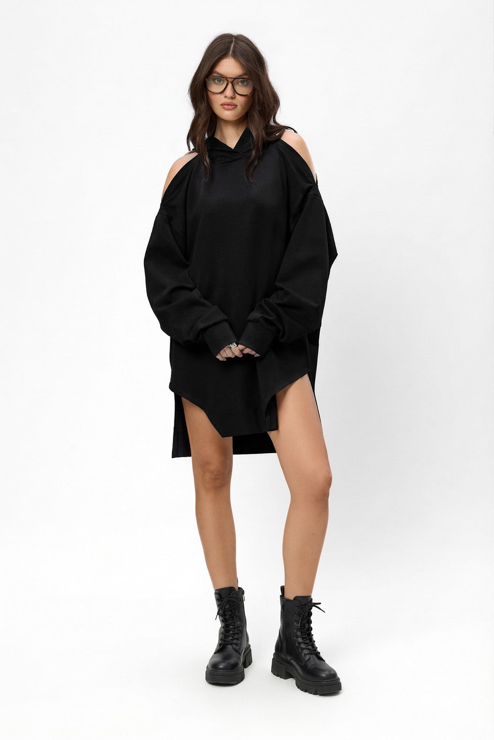 Fragile Riana Black Hoodie-Dress