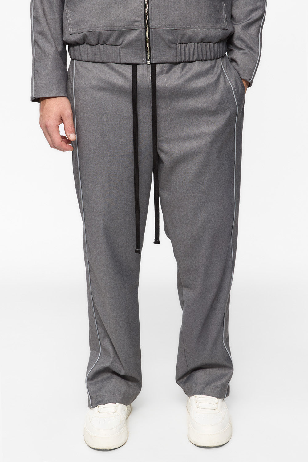 Pantaloni Rud cu split | Bărbați | Gri | Stil Modern și Elegant | Confort și Funcționalitate | Atelier Hamza