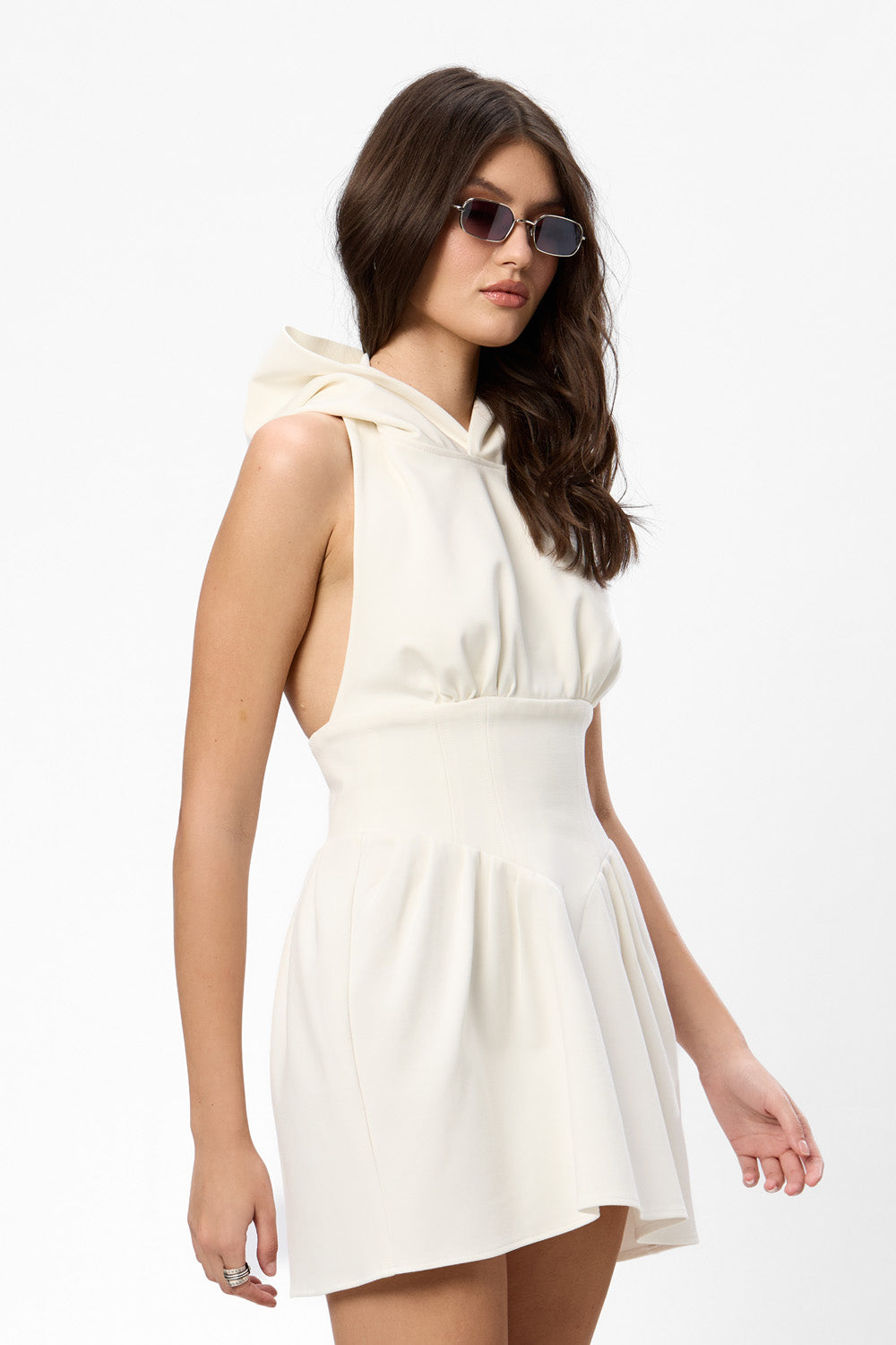 Franci Riana Off-White Hoodie-Dress