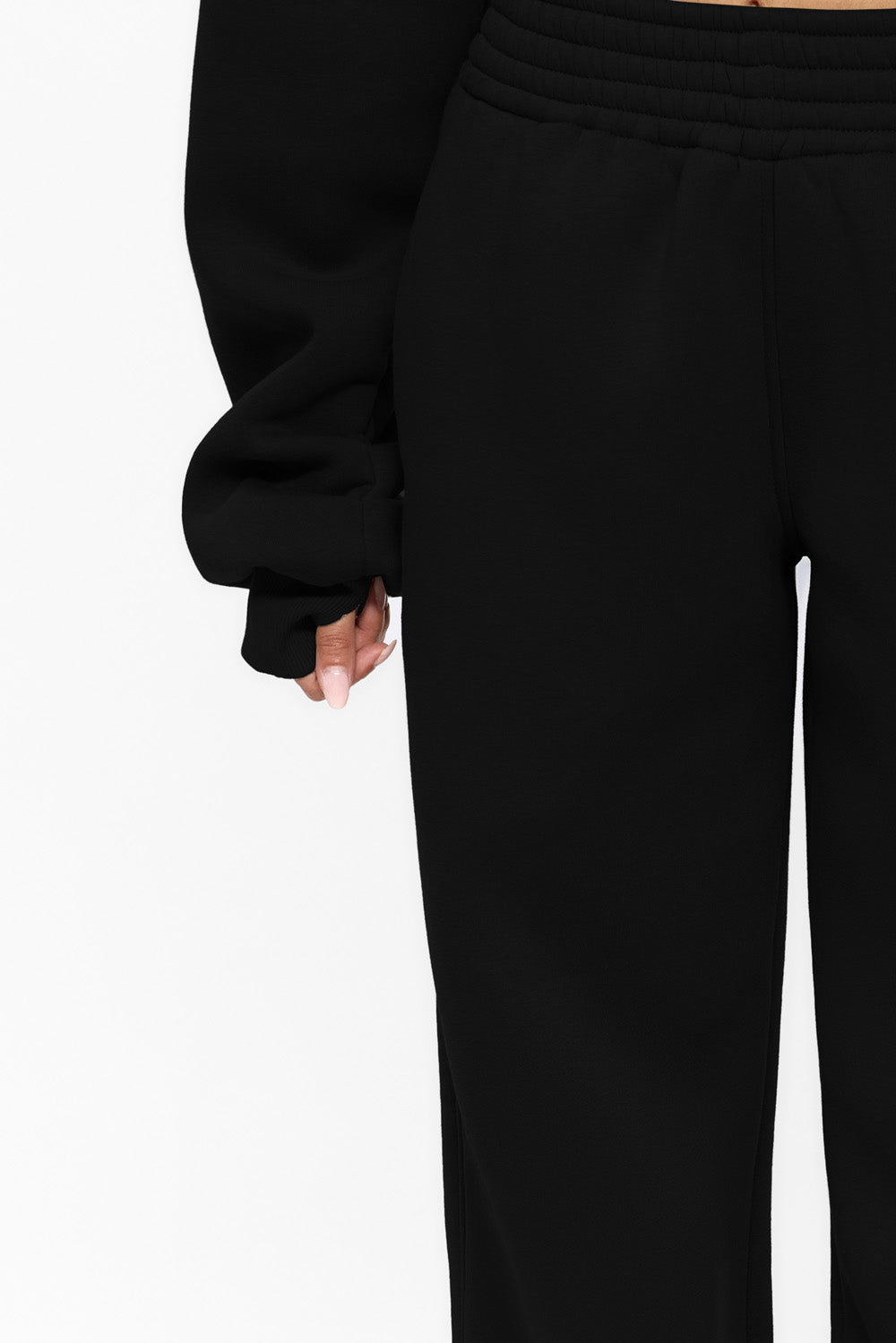 Goddess Black Flared fleece Pants